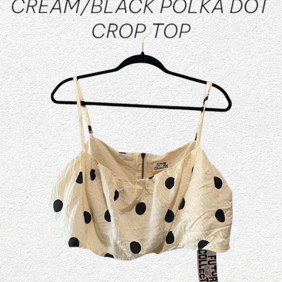 Future Collective Cream/Black Polka Dot Crop Top Size 2X Jenny K Lopez - Picture 1 of 8